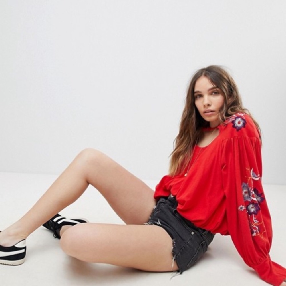 Free People Lita Embroidered Top